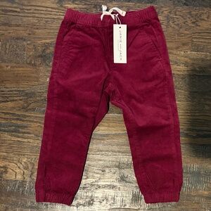 Janie & Jack boys corduroy joggers pants maroon red 2t burgundy